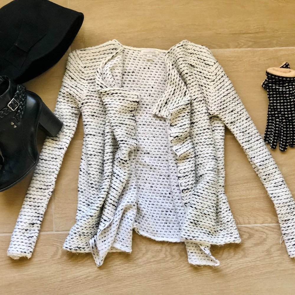 Black & Off White Sweater Cardigan